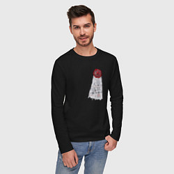 Лонгслив хлопковый мужской Печать космодесантника, цвет: черный — фото 2