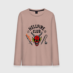 Лонгслив хлопковый мужской Stranger things - hellfire club, цвет: пыльно-розовый