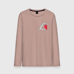 Мужской лонгслив Рука скелета с сердцем слева - для пары