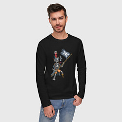 Лонгслив хлопковый мужской Мёртвый пират с флагом, цвет: черный — фото 2
