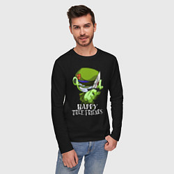 Лонгслив хлопковый мужской Happy three friends - Flippy, цвет: черный — фото 2