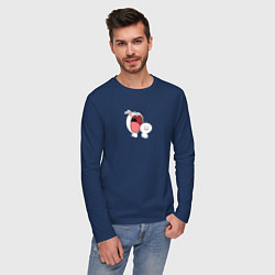 Лонгслив хлопковый мужской Мультяшный кролик для пары, цвет: тёмно-синий — фото 2