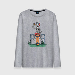 Мужской лонгслив Скелетик скейтер с пиццей