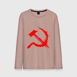 Лонгслив хлопковый мужской Sickle and hammer red paint, цвет: пыльно-розовый