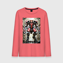 Лонгслив хлопковый мужской Девушка управляет огромным мехом, цвет: коралловый