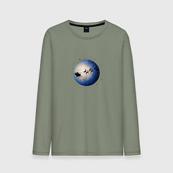 Мужской лонгслив Санта на оленях - темный