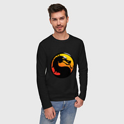 Лонгслив хлопковый мужской Mortal kombat logo, цвет: черный — фото 2