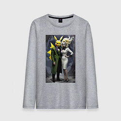 Лонгслив хлопковый мужской Ведьма жена Пикачу - нейроарт фантазия, цвет: меланж