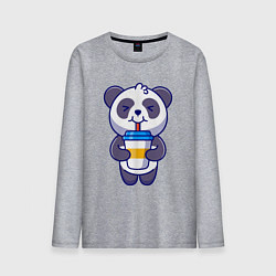 Мужской лонгслив Панда наслаждается напитком