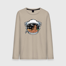 Лонгслив хлопковый мужской Космическая пустыня, цвет: миндальный