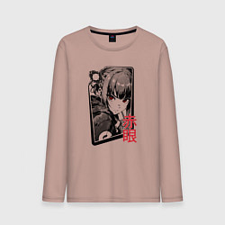 Лонгслив хлопковый мужской Девушка с багровыми глазами, цвет: пыльно-розовый