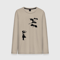 Мужской лонгслив Девочка и дракончики