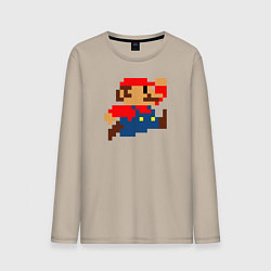 Лонгслив хлопковый мужской Mario 8 bit, цвет: миндальный