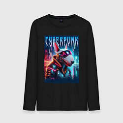 Мужской лонгслив Dude bull terrier - cyberpunk