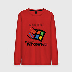 Лонгслив хлопковый мужской Предназначен для windows 95, цвет: красный