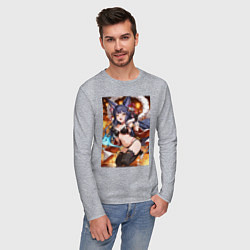 Лонгслив хлопковый мужской Yuel Yuri sexy Granblue Fantasy, цвет: меланж — фото 2