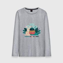 Мужской лонгслив Пасхальный кролик с надписью