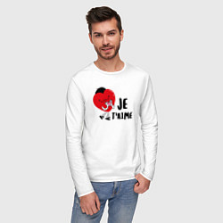 Лонгслив хлопковый мужской Je taime, цвет: белый — фото 2