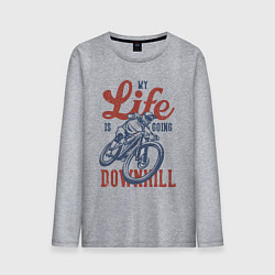 Лонгслив хлопковый мужской My life is going downhill, цвет: меланж
