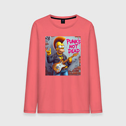 Лонгслив хлопковый мужской Homer Simpson - punks not dead, цвет: коралловый