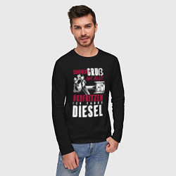 Лонгслив хлопковый мужской Дизель, цвет: черный — фото 2