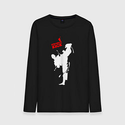 Лонгслив хлопковый мужской Кикбоксинг - атака, цвет: черный