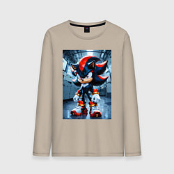 Лонгслив хлопковый мужской Ежик Шедоу в коридоре, цвет: миндальный