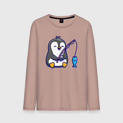 Мужской лонгслив Пингвинёнок рыбак