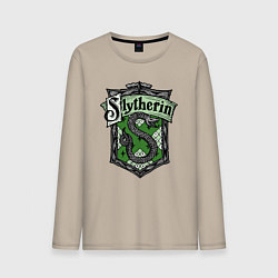 Лонгслив хлопковый мужской Slytherin emblem, цвет: миндальный