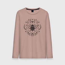 Лонгслив хлопковый мужской Пчела и жуки, цвет: пыльно-розовый