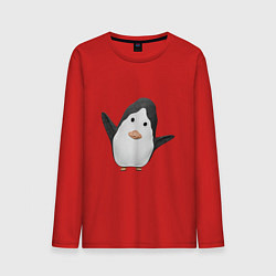 Лонгслив хлопковый мужской Cartoon penguin, цвет: красный