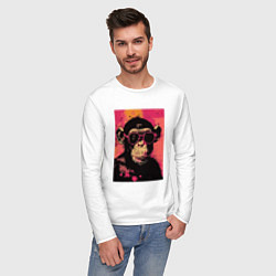Лонгслив хлопковый мужской Крутая обезьянка, цвет: белый — фото 2