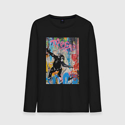Лонгслив хлопковый мужской Monkey graffiti, цвет: черный