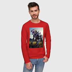 Лонгслив хлопковый мужской Робот в стиле Horizon, цвет: красный — фото 2