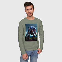 Лонгслив хлопковый мужской Робот в стиле Horizon, цвет: авокадо — фото 2