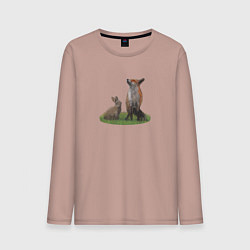 Лонгслив хлопковый мужской Лиса и заяц, цвет: пыльно-розовый