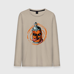 Лонгслив хлопковый мужской Graffiti smile, цвет: миндальный