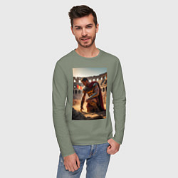 Лонгслив хлопковый мужской Спартак в Колизее, цвет: авокадо — фото 2