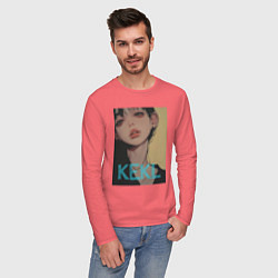 Лонгслив хлопковый мужской Mood girl kekl, цвет: коралловый — фото 2