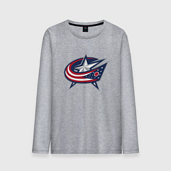 Лонгслив хлопковый мужской Columbus blue jackets - hockey team - emblem, цвет: меланж