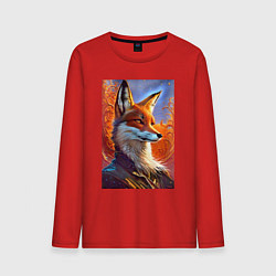 Лонгслив хлопковый мужской Fox fashionista - ai art fantasy, цвет: красный