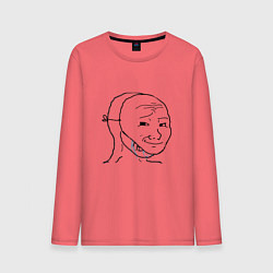 Лонгслив хлопковый мужской Плачущий в маске мем, цвет: коралловый