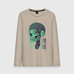 Мужской лонгслив Скелет киборг в стиле VHS