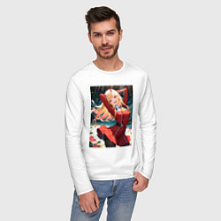 Лонгслив хлопковый мужской Марин Китагава косплей 002 Darling in the Franxx, цвет: белый — фото 2