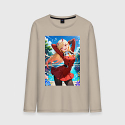 Лонгслив хлопковый мужской Марин Китагава косплей 002 Darling in the Franxx, цвет: миндальный