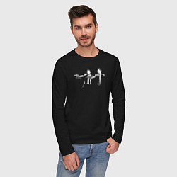 Лонгслив хлопковый мужской Офисное чтиво, цвет: черный — фото 2