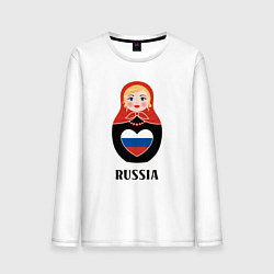 Мужской лонгслив Матрёшка с триколором в сердце