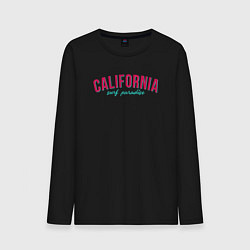 Лонгслив хлопковый мужской California surf paradise, цвет: черный