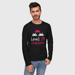 Лонгслив хлопковый мужской Уровень 29 пройден, цвет: черный — фото 2