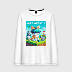 Лонгслив хлопковый мужской Catcraft - collaboration ai art, цвет: белый